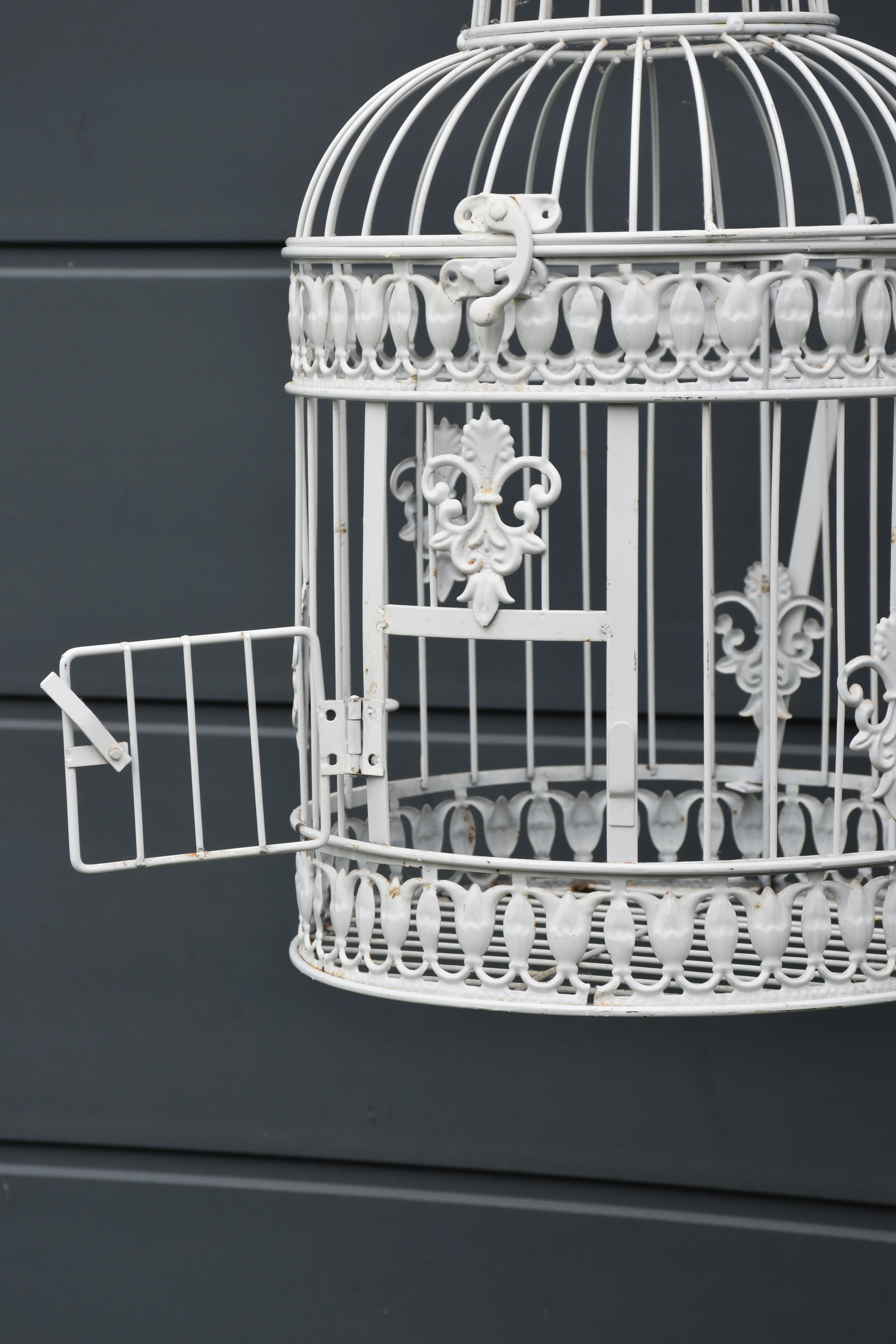 Cage à oiseau décorative blanche vintage